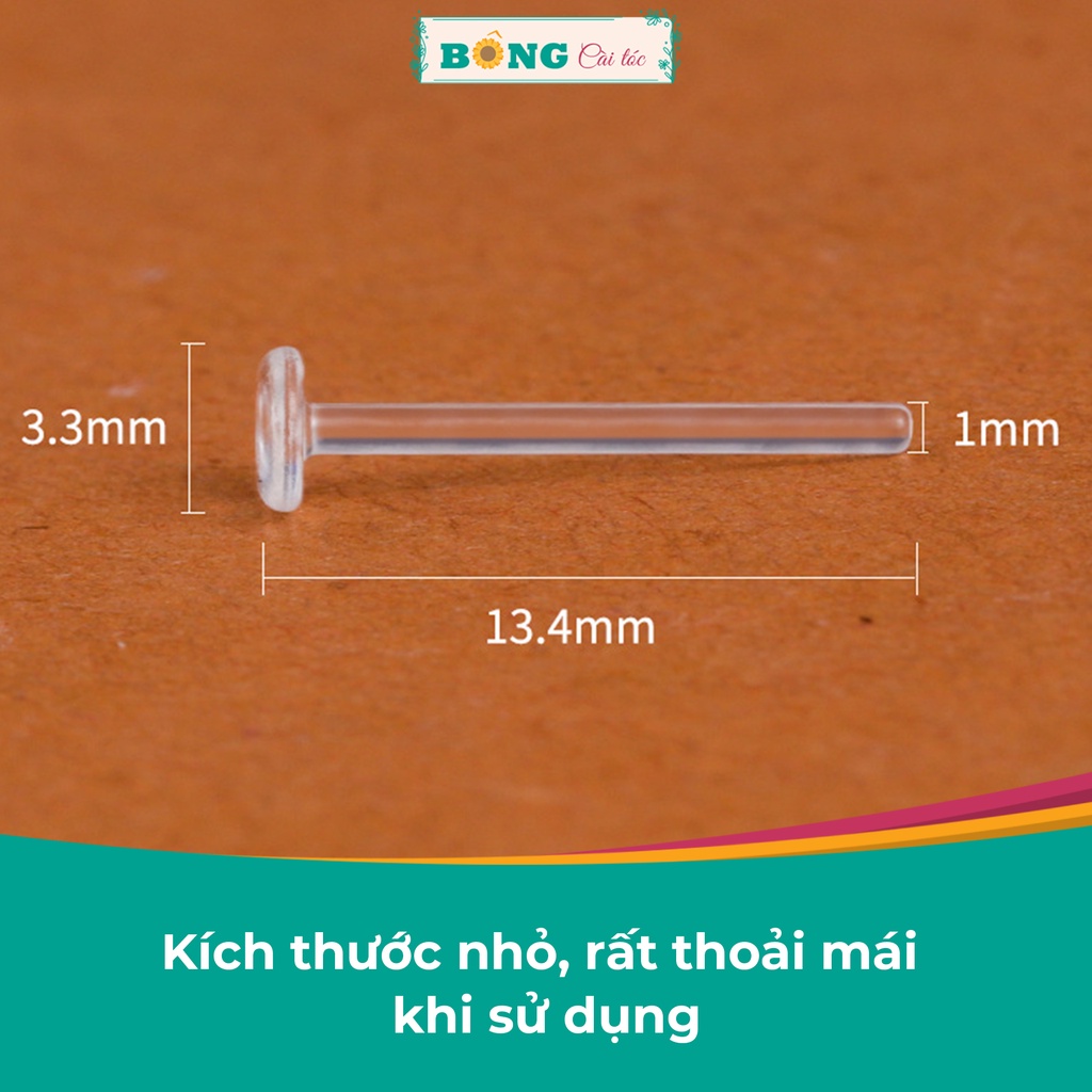 Bông tai cao su y tế trong suốt hình tròn giữ lỗ, không gây kích ứng BT100 - khuyên tai BÔNG Cài Tóc