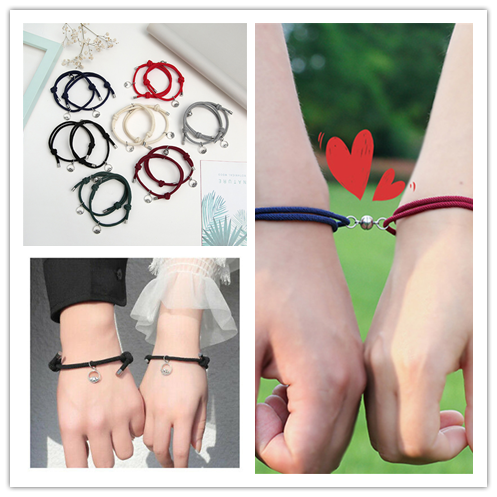 Set 2 Vòng Tay Bện Dây Khóa Nam Châm Thời Trang Cho Cặp Đôi