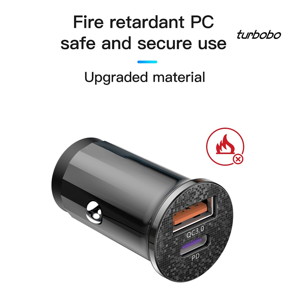 Bộ Sạc Nhanh Cho Xe Hơi  48w Qc3.0 Mini Hai Cổng Usb Type-c Pd