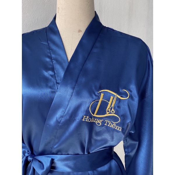 Áo choàng lụa makeup-salon-spa-studio màu xanh than