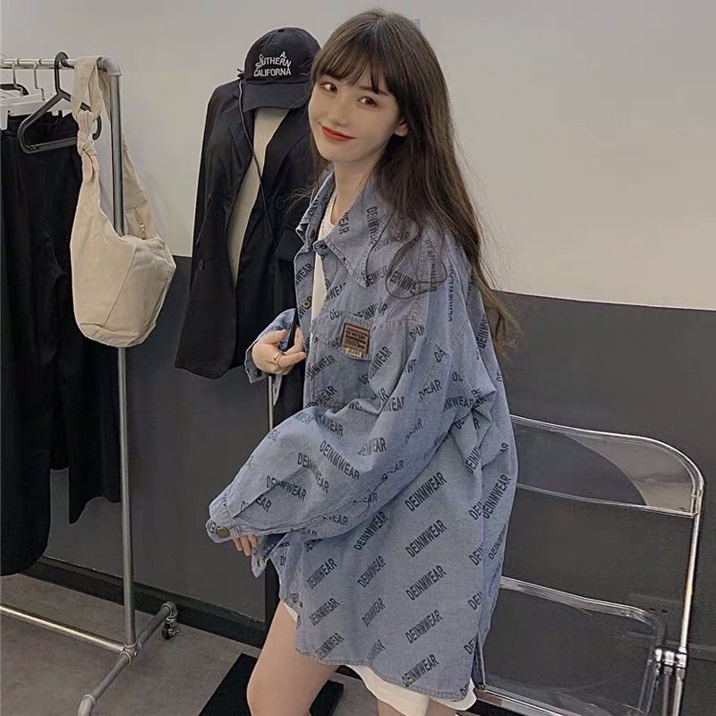 Áo sơ mi denim bò hoạ tiết chữ cá tính Ulzzang trẻ trung - năng động ❤️