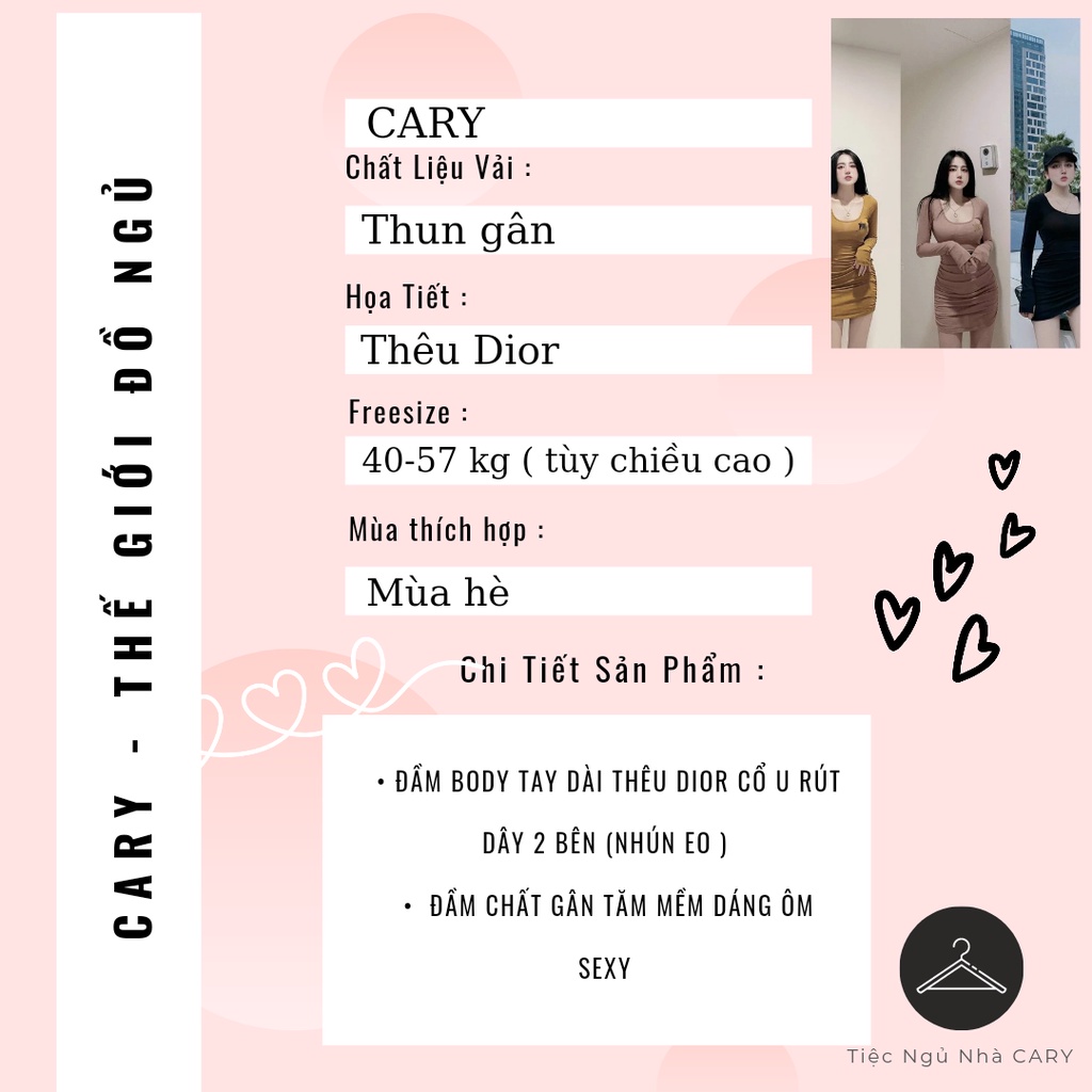 Đầm body cổ U nhún eo CARY chất thun gân tăm