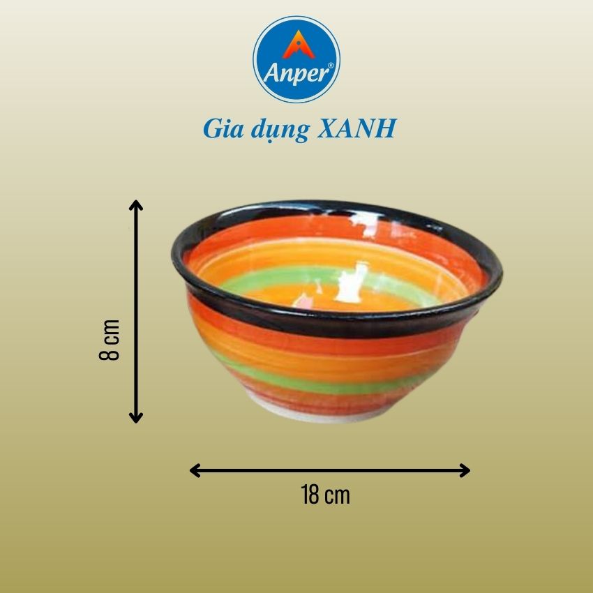 Bộ 2 tô sứ 3 bát sứ cầu vồng ANPER 16 18 cm an toàn sang trọng an toàn chính hãng