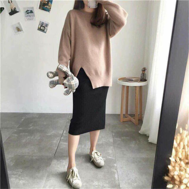 Chân váy len dài xẻ (ảnh thật) | BigBuy360 - bigbuy360.vn