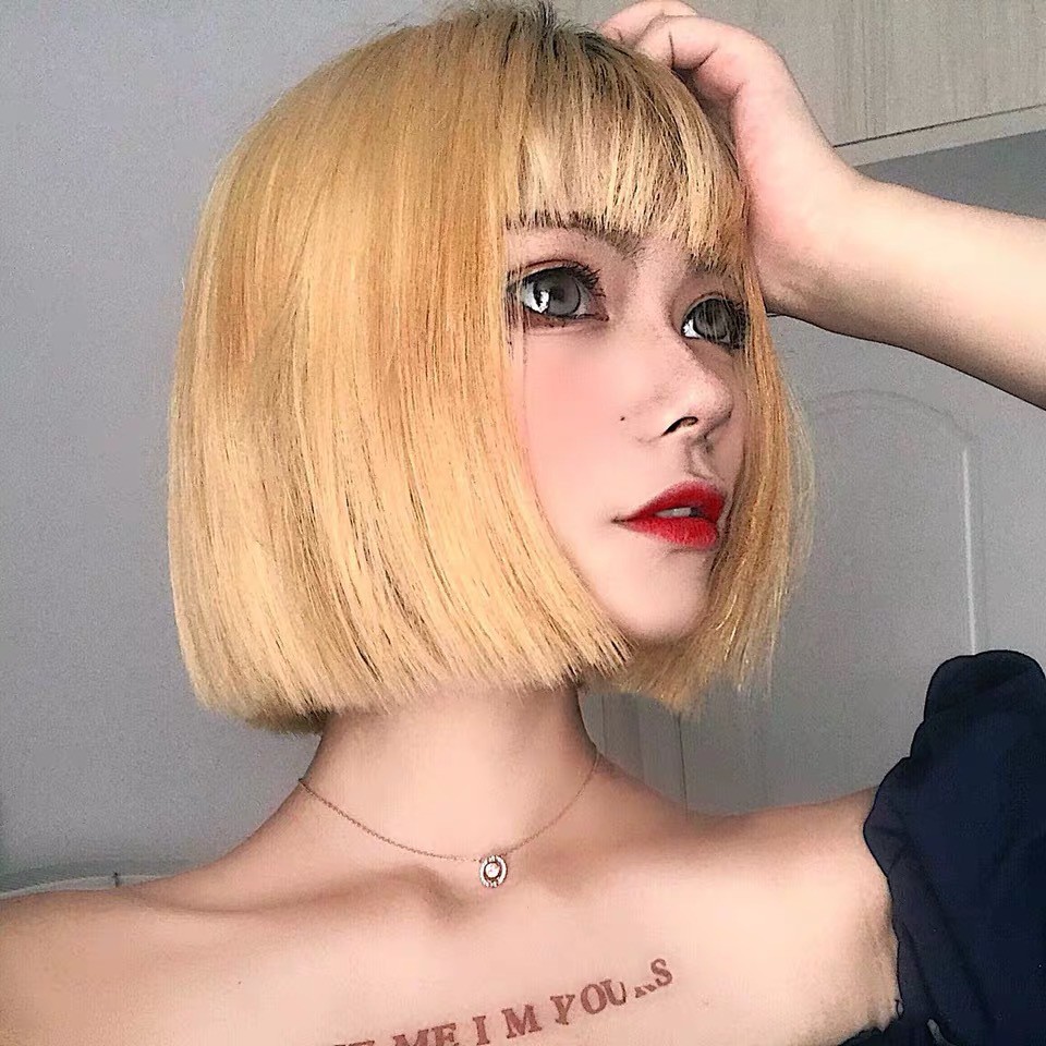 [752] Tóc Giả Vic Ngắn Màu Vàng Chanh