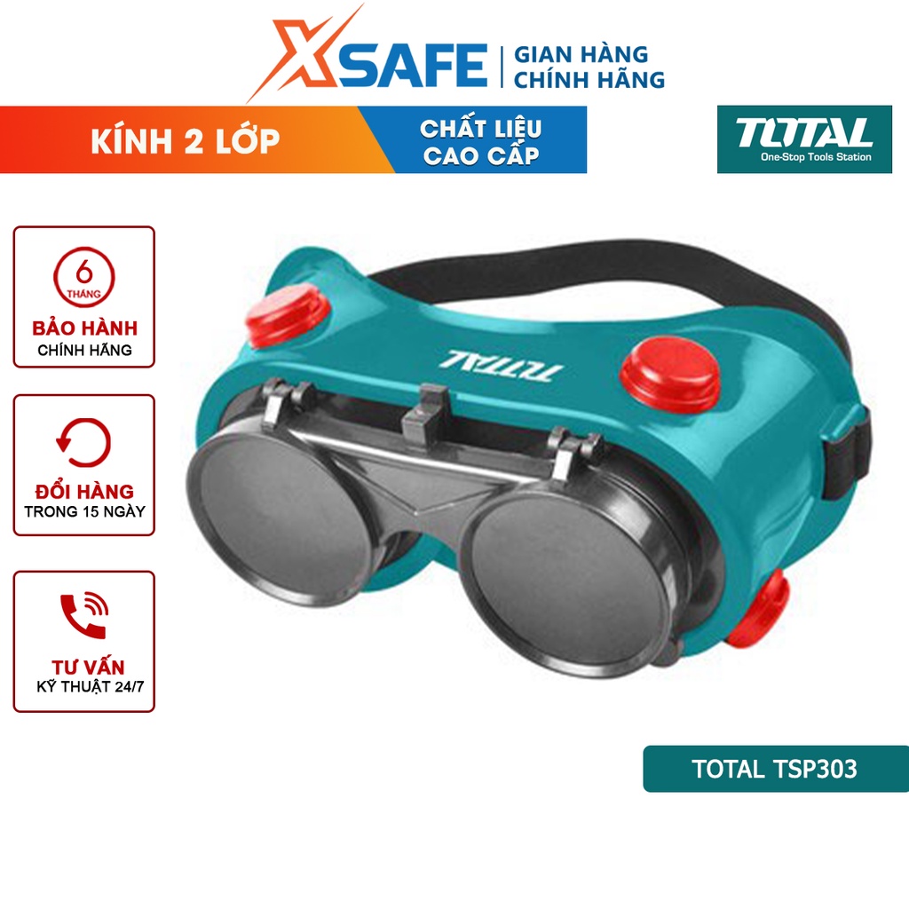 Kính hàn 2 lớp Total TSP303 mặt nạ hàn điện, hồ quang, cắt kim loại, bền chắc chịu nhiệt cao, 2 tròng