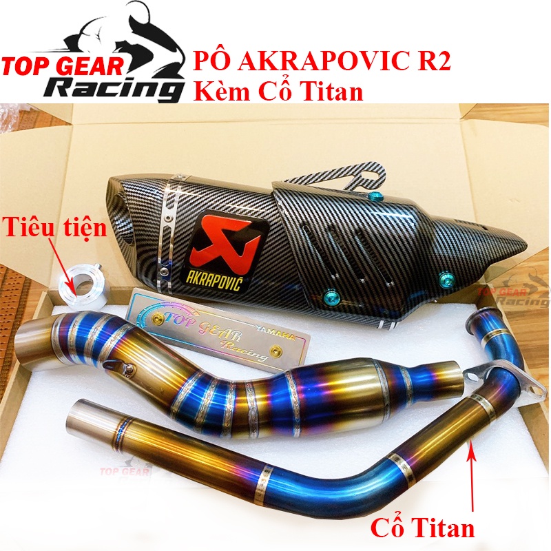 Pô Ak R1 R2 Kèm Cổ Pô Inox - Titan 2 Khúc Xe 150cc