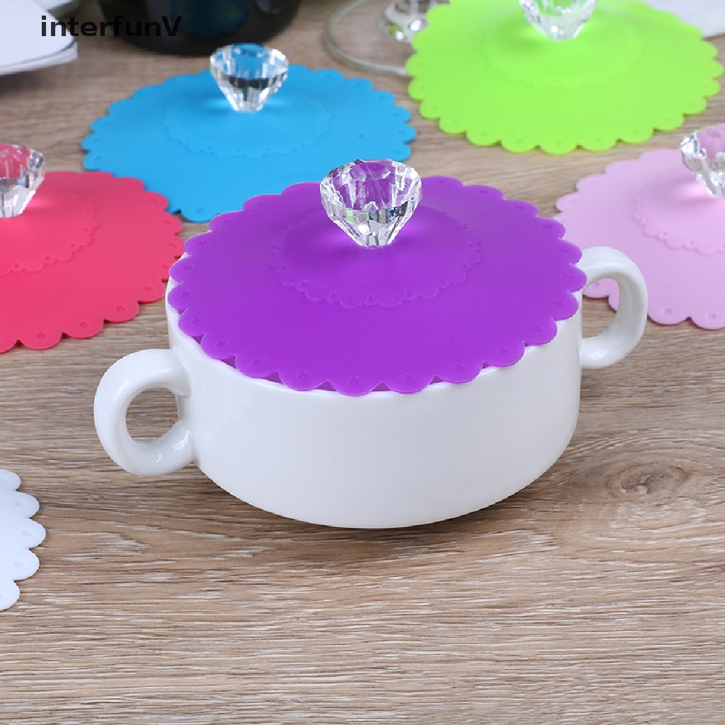1 Nắp Đậy Cốc Cà Phê Bằng Silicone Đính Kim Cương Chống Bụi