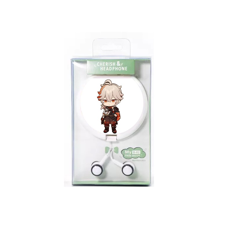 Tai nghe hộp tròn in hình nhân vật KAZUHA Genshin Impact game chibi anime xinh xắn tiện lợi