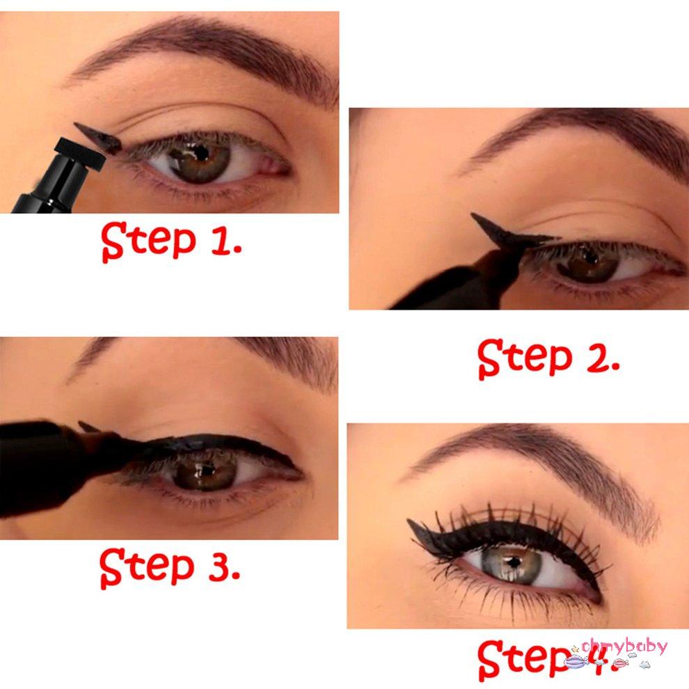 HANDAIYAN Kẻ mắt hai đầu không thấm nước Kẻ mắt đen Triangle Seal Eyeliner [8/10]