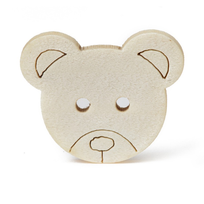 Cúc Gỗ Mặt Gấu 2 size 13/15mm