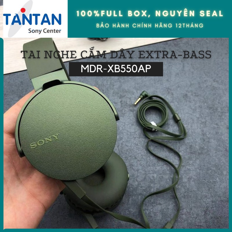 Tai nghe CẮM DÂY EXTRA-BASS Sony MDR-XB550AP | Dynamic rộng 30mm - Đệm tai êm, giúp thoải mái - Microphone - 180g