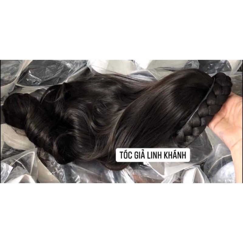 tóc giả nữa đầu đính cài bính