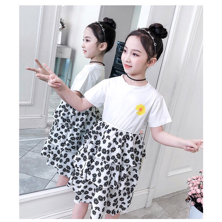 Set "ÁO + VÁY HOA CÚC" nhí 14-45kg cho bé gái từ 4-14 tuổi. Áo cotton, thoáng mát. Váy cao cấp, xịn sò. G16