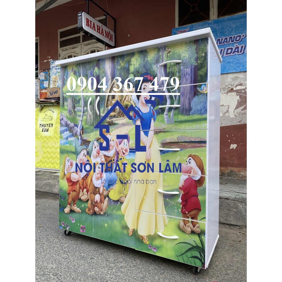 Tủ nhựa quần áo in 3D công chúa bạch tuyết