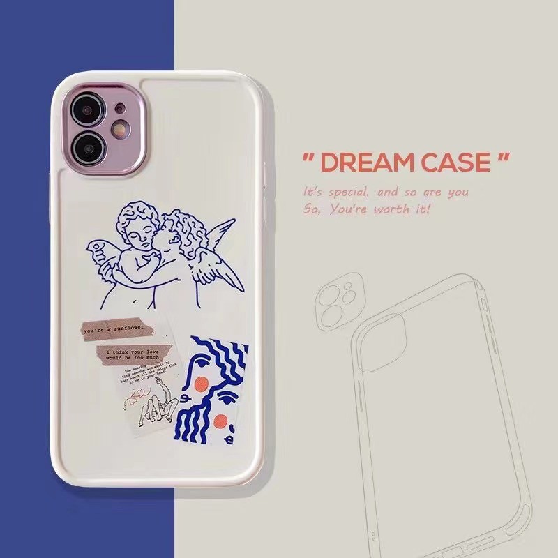 Ốp Lưng Tpu Matte Họa Tiết Thiên Thần Thời Trang Cho Iphone12 / 12pro Max / 12mini / 7plus / Xsmax / 11pro Max / 11 | BigBuy360 - bigbuy360.vn