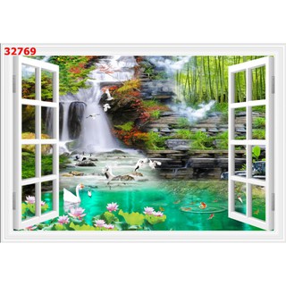 Tranh dán tường cao cấp cửa sổ 3D