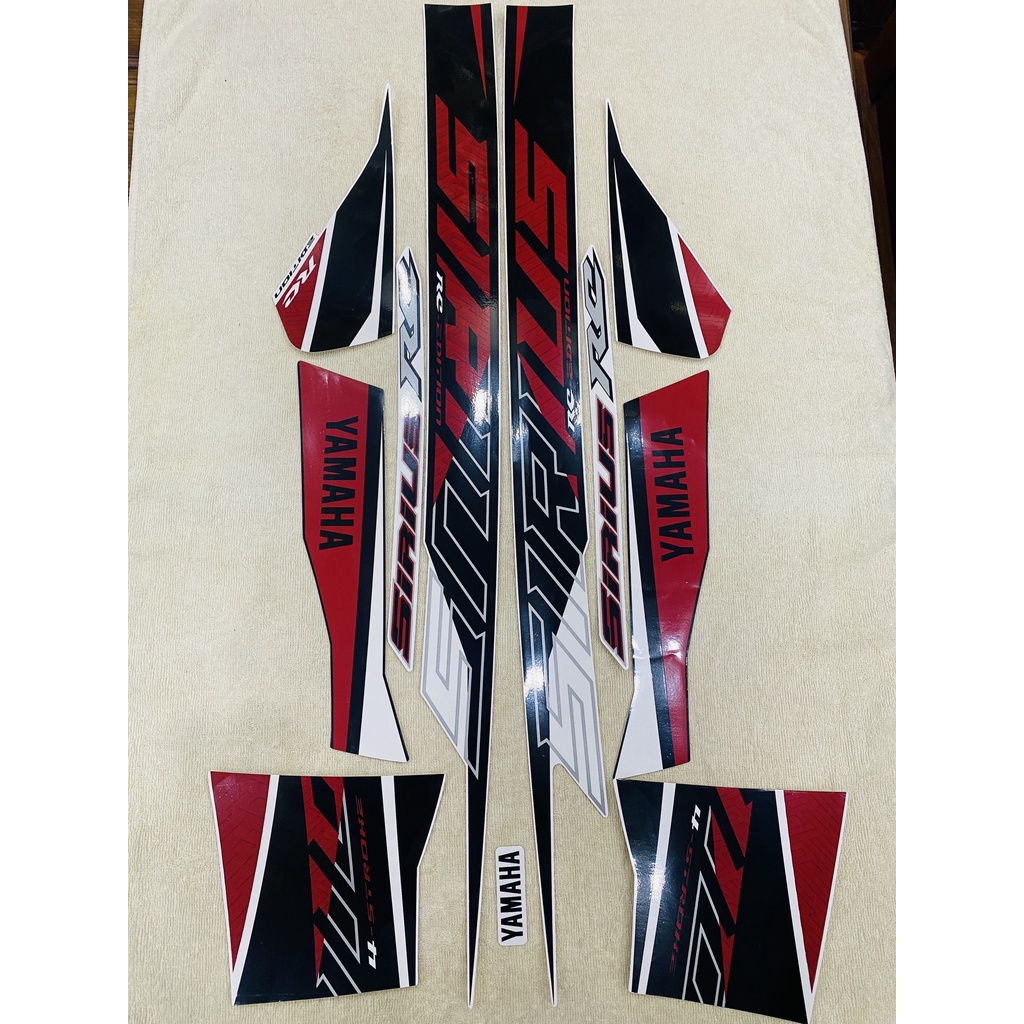 Nguyên bộ tem rời 3 lớp zin thái dán xe máy Yamaha Sirius đời 2020 2021 màu trắng siêu sắc nét