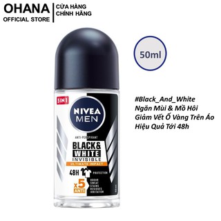 Lăn ngăn mùi Nivea Men Black & White ngăn vết ố vàng, bảo vệ suốt 48h - 50ml