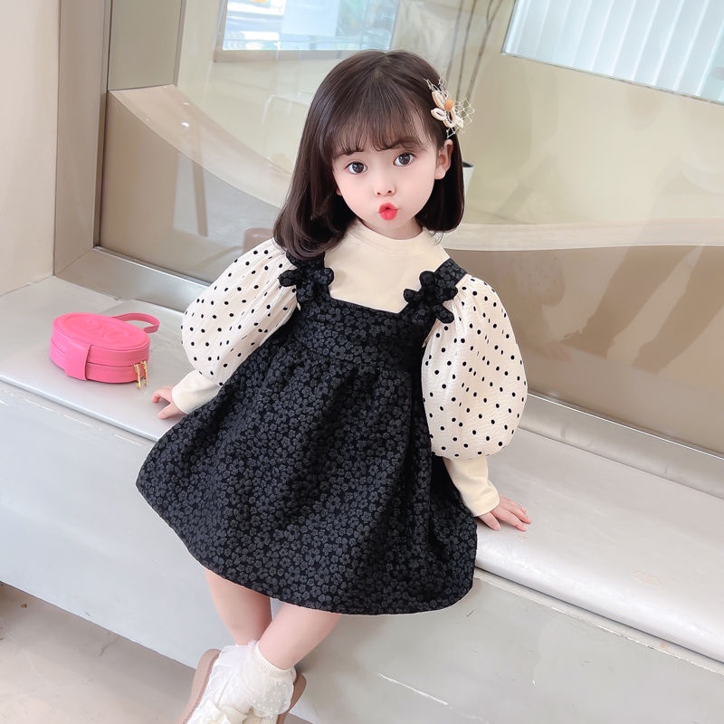 Set Đầm Công Chúa Hai Dây Thời Trang Xuân Thu 2022 Mới Cho Bé Gái