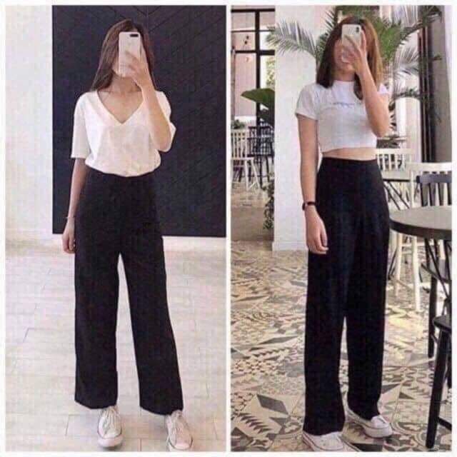 Quần công sở ống suông cạp cao siêu tôn dáng