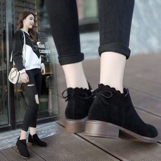｛siêu rẻ } boot nữ cổ ngắn da lộn