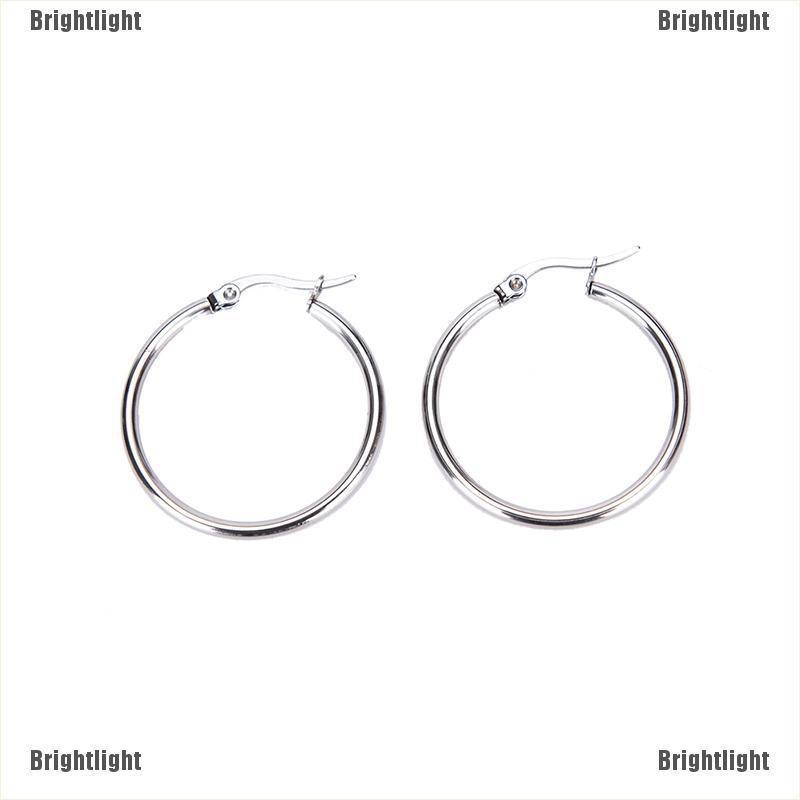 Khuyên Tai Tròn 2mm Bằng Thép Không Gỉ Mạ Bạc Thời Trang Dành Cho Nữ