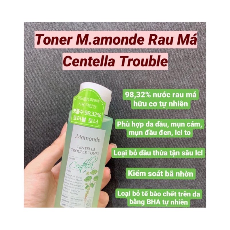 Nước Hoa Hồng Chiết Xuất Rau Má Mamonde Centella Trouble 150ml và 50ml