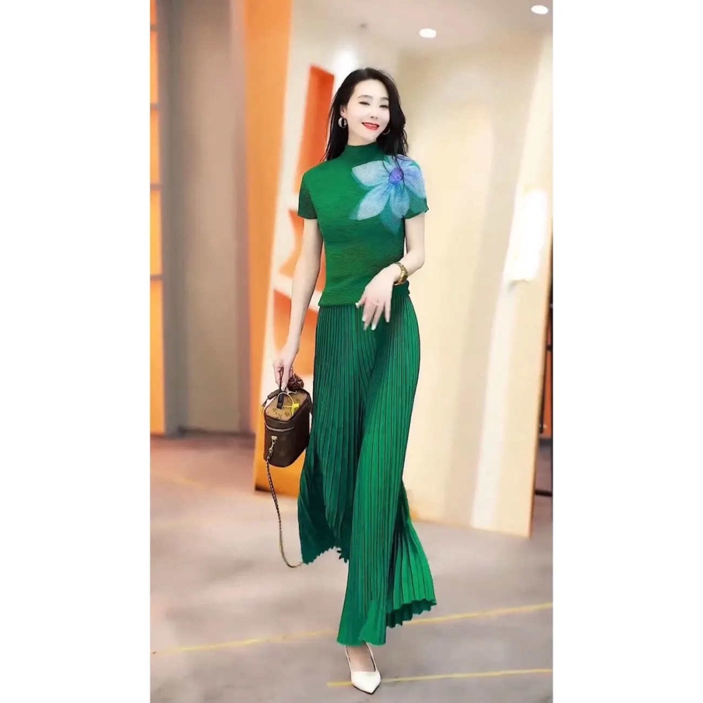 Issey Miyake Quần Ống Rộng Xếp Ly Lưng Cao Phong Cách Phương Tây Thời Trang Mùa Hè 2022 Cho Nữ