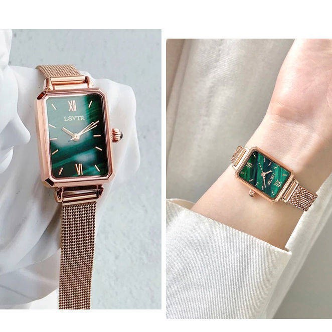 hồ tử 2021 Mới INS Network Red With Watches Ladies Tính cách Văn học Retro Nhỏ Bàn Xanh Sinh viên Đồng hồ