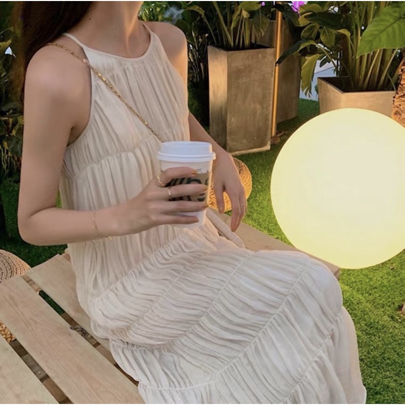 Đầm 2 Dây Dáng Suông Nhún Nhẹ Nhàng Váy Maxi 2 Dây Voan Đi Biển Hàng Quảng Châu L1