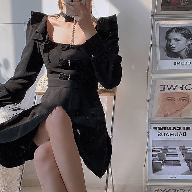 Set áo sơ mi thắt nơ/ chân váy dài lưng cao thiết kế mới phong cách Hàn Quốc thời trang mùa xuân cho nữ 2021