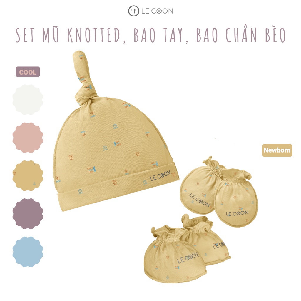 LE COON | Mũ Knotted, Bao Tay, Bao Chân bèo | COOL | Newborn