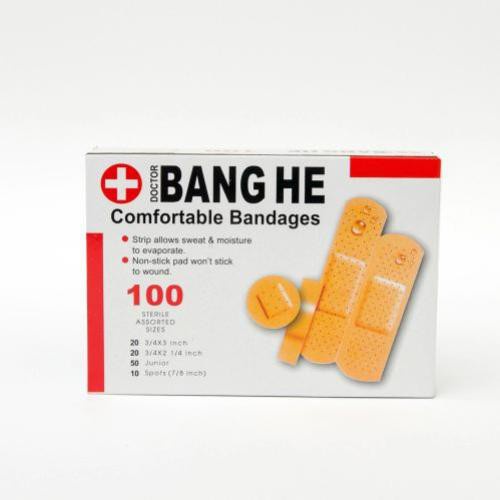 Băng dính y tế Bang He, Băng dính vết thương nhẹ 4 kích thước, hộp 100 miếng - Soleil shop