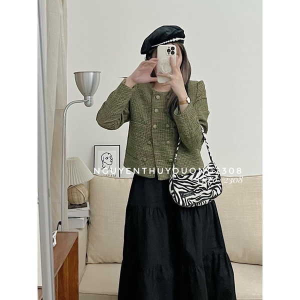 [NEW]ÁO KHOÁC DẠ KHUY ĐỒNG ÁNH KIM TUYẾN TIỂU THƯ