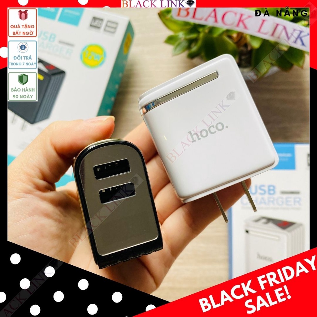 Củ Sạc 2.4A HOCO C39 2 Cổng USB Đèn Led Điện Thoại Máy Tính Bảng - Cốc Sạc Nhanh Pin Dự Phòng Tai Nghe Bluetooth I12