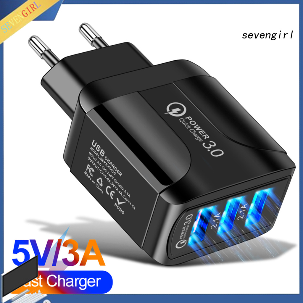 Bộ Sạc Nhanh Qc3.0 5.1a 3 Cổng Usb Cho Điện Thoại