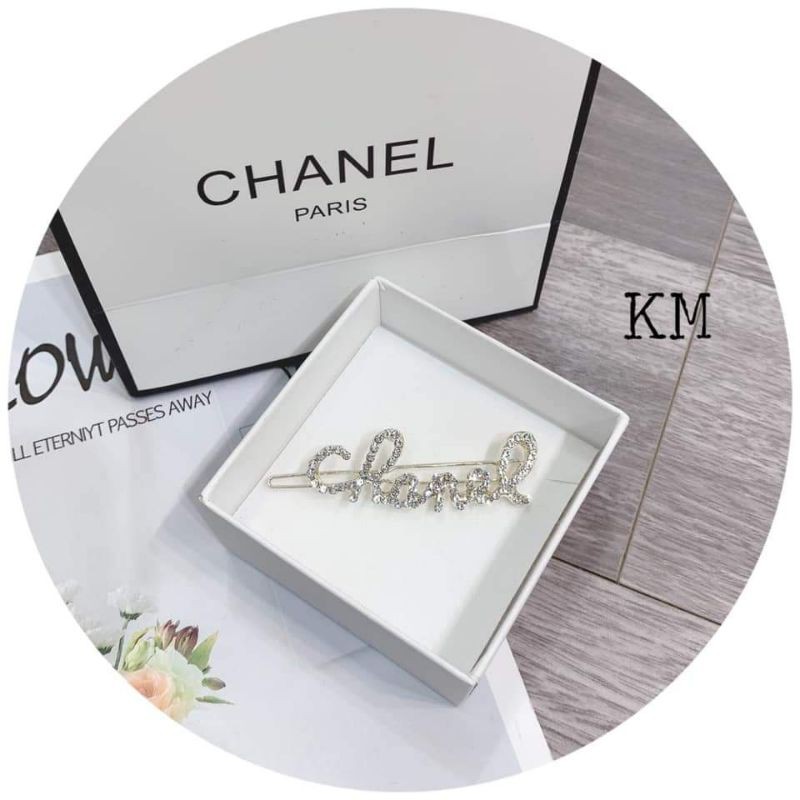 Kẹp tóc channel, kẹp đính đá style Hàn xinh xắn