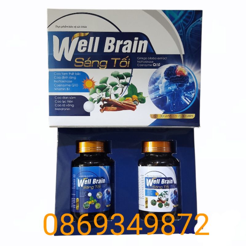 Viên uống bổ não dành cho người mất ngủ WELL BRAIN SÁNG TỐI - Giúp dưỡng tâm an thần, ngủ ngon, ngủ sâu giấc