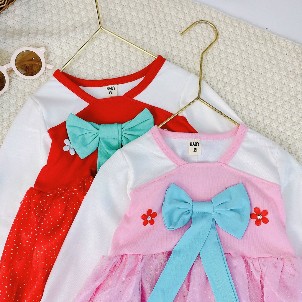 Váy Xòe Hanbook Phối Ren Cực Hot Cho Bé Gái Đón Tết Chất Vải Đũi Phối Ren Đủ Size Từ 8-18Kg VNXK Nhật-Hàn