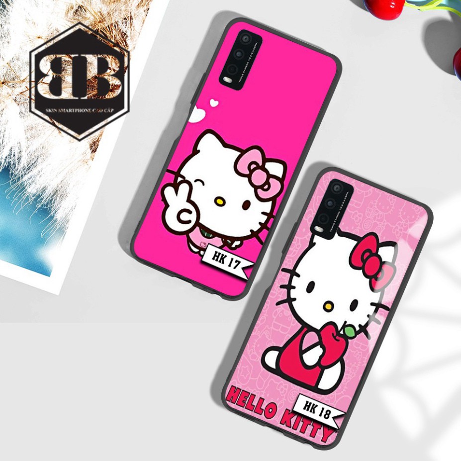 Ốp lưng kính cường lực Vivo Y20 / Y20S / Y12S hình hello kitty trong sáng