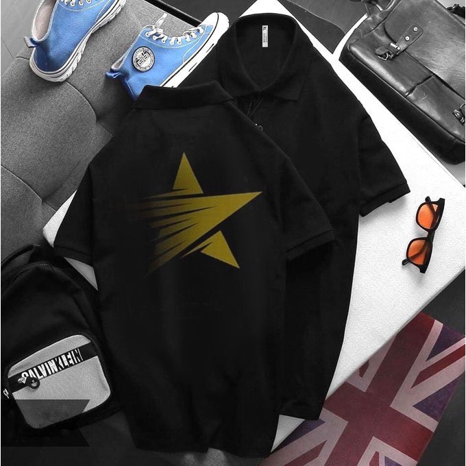 Áo Polo Nam Đen áo thun có cổ Polo phong cách lịch lãm Phông nam cổ trụ in 3D sắc nét chất vải thoáng mát -B&W POLO53