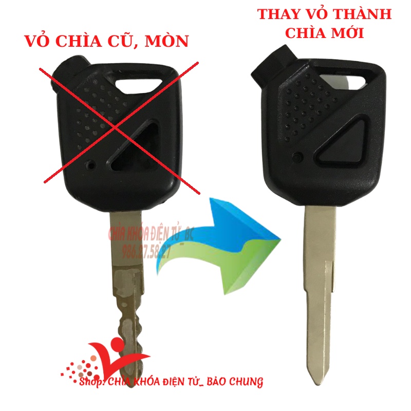 Vỏ chìa khóa xe máy điều khiển tìm xe Honda airblade, sh có ba viên từ và nắp đậy từ đi kèm