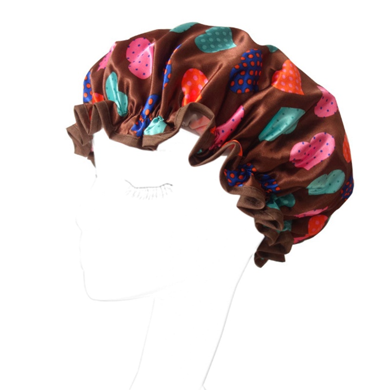 Mũ Trùm Tóc Khi Tắm Hai Lớp Chống Nước In Họa Tiết Chấm Bi Và Hoa Cho Nữ