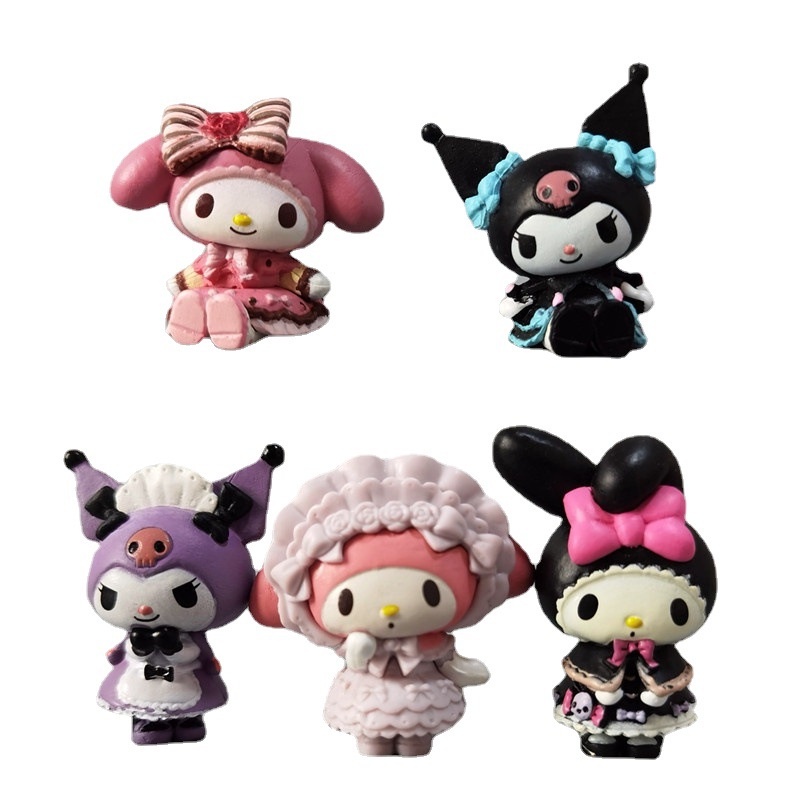 Mô Hình Nhân Vật Kuromi Mymelody Lolita Đáng Yêu Trang Trí Bánh Kem