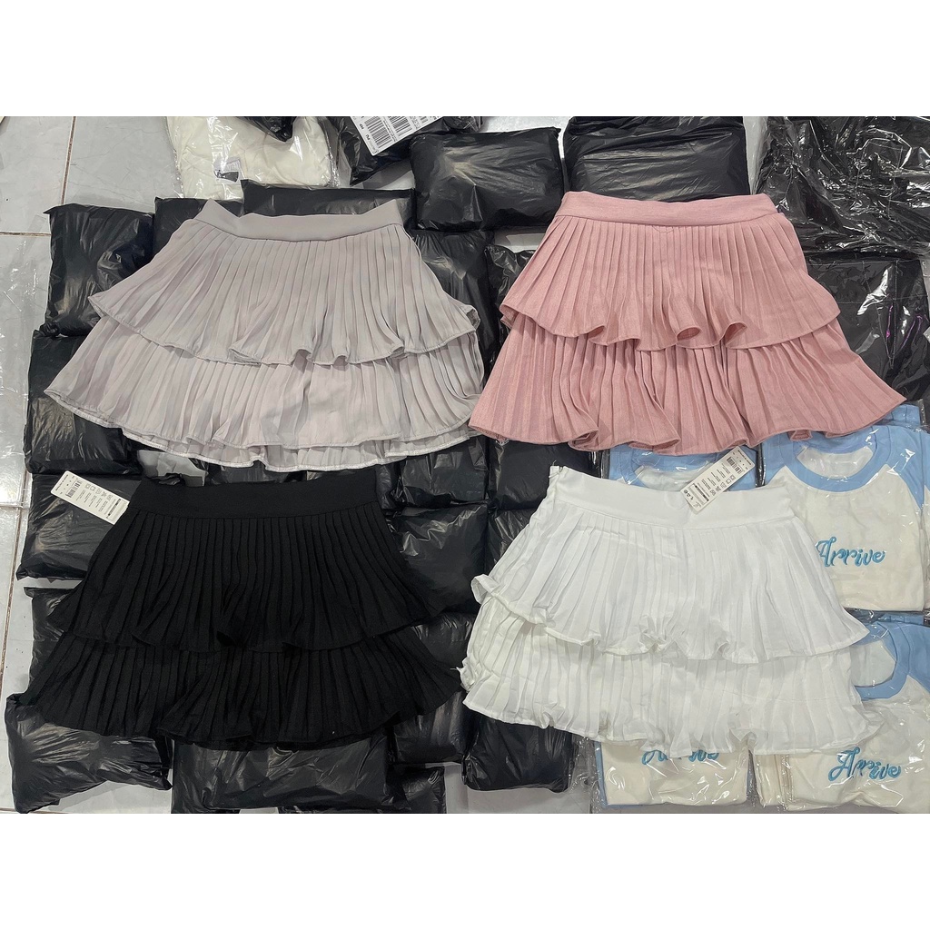 CHÂN VÁY DẬP NHỎ HAI TẦNG XOÈ XINH LẮM V5