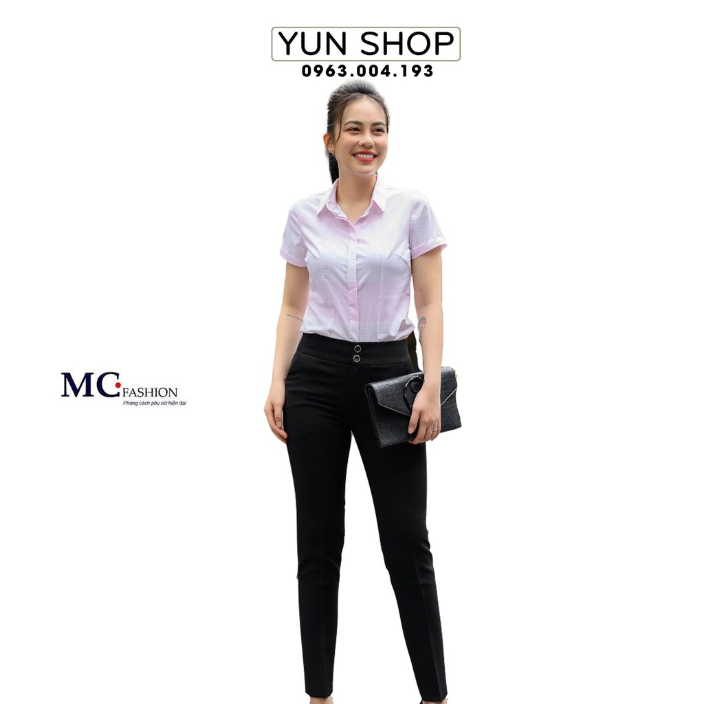 Áo sơ mi nữ- áo công sở Bambo ngắn tay hoạ tiết kẻ to A672,đồng phục công sở