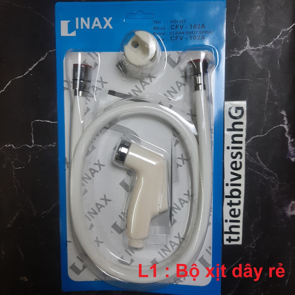 Bộ xịt vệ sinh INAX nhựa đầu vòi xịt và dây ti đồng- bộ xịt toilet Linax