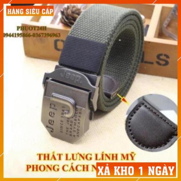 [FreeShip – Xả Kho 1 Ngày] Thắt Lưng Nam LÍNH Mỹ JEEP Cao Cấp - Dây Nịt Nam Quân Đội Vải Bố Đẹp