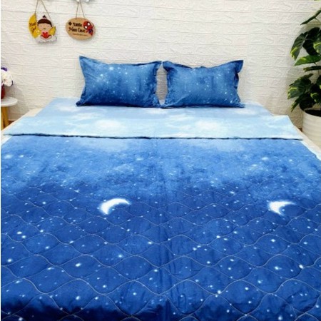 Bộ chăn ga 5 món chăn hè (chăn trần bông 3 lớp)